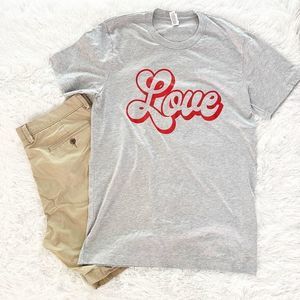 Retro Love Grey Tee Unisex, Sz M